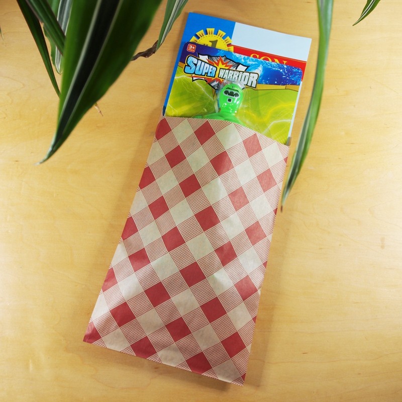 6" x 9" Red Buffalo Patterned Flat Paper Gift Bags gallery