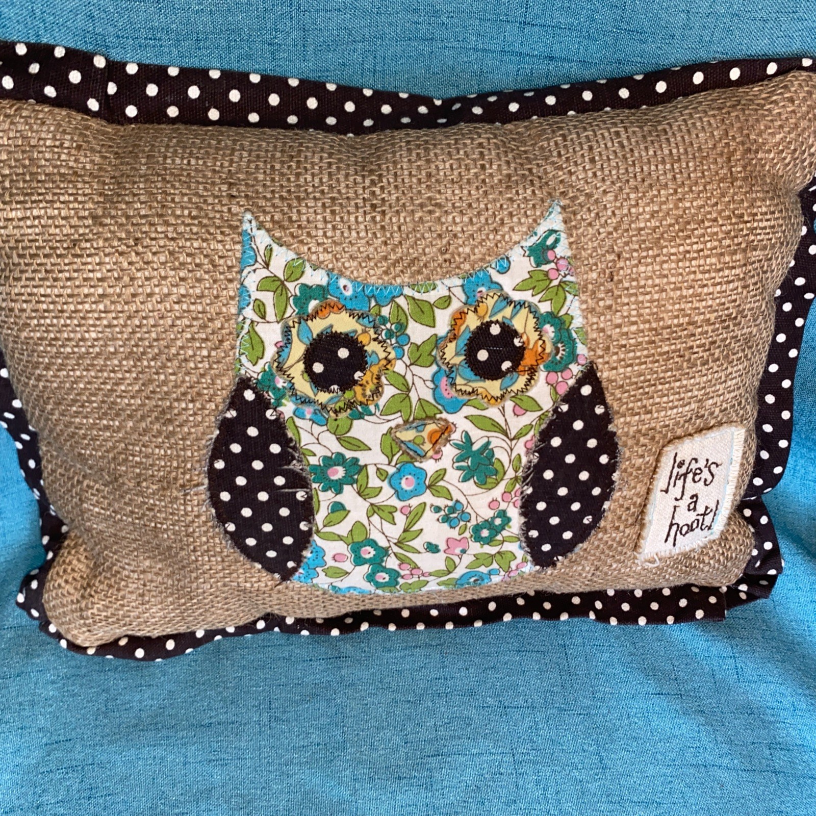 Owl Burlap Patchwork 9X12 Inch Farmhouse Cottage Granny Core “ Life’s A Hoot” gallery
