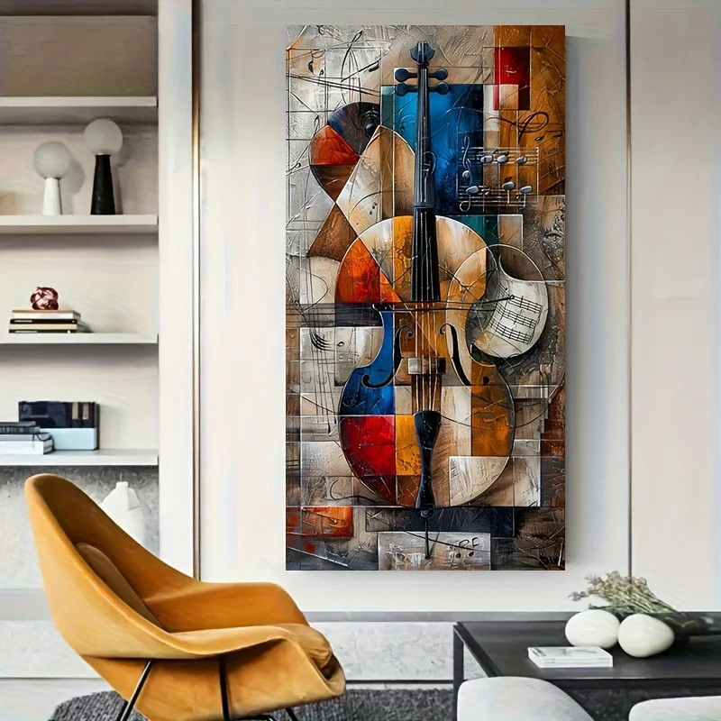 Abstract Cello Mural Print Graffiti Geometric Musical Instrument Canvas Painting gallery
