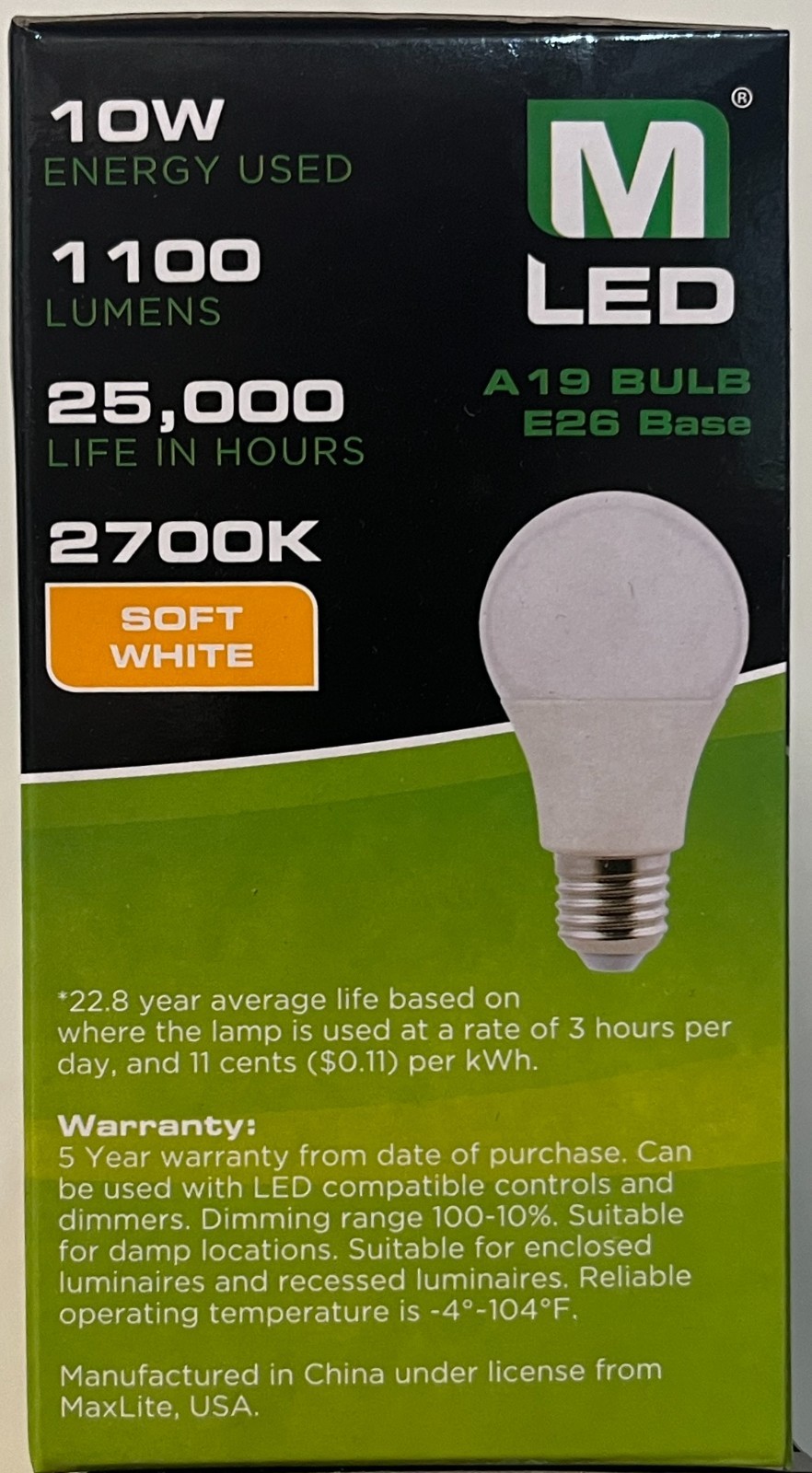 4-768 Pack Maxlite LED Light Bulbs 10W = 75W Watt A19 Soft White 2700K Dimmable gallery
