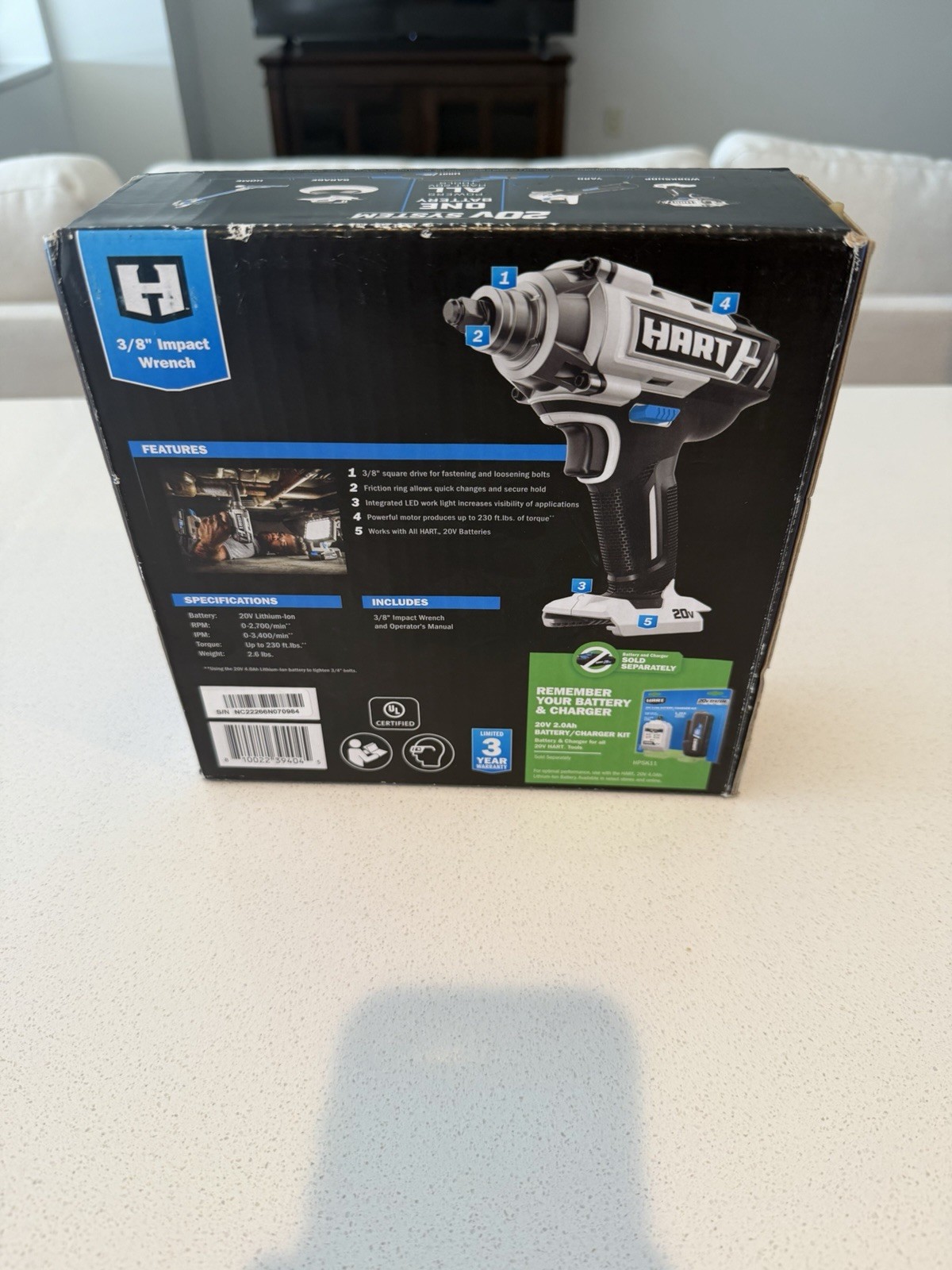 HT HPIW50 20-Volt Cordless Compact Powerful 3/8" Impact Wrench Tool Only NEW gallery