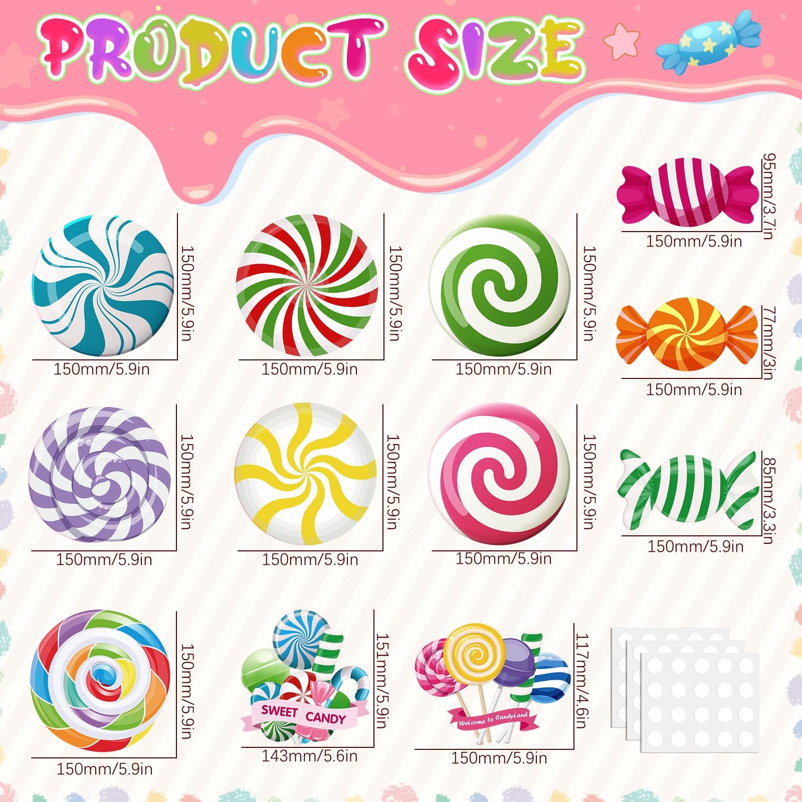 60 Pcs Candy Decorations Candy Cutouts Bulletin Board Set Sweet Peppermint Cu... gallery