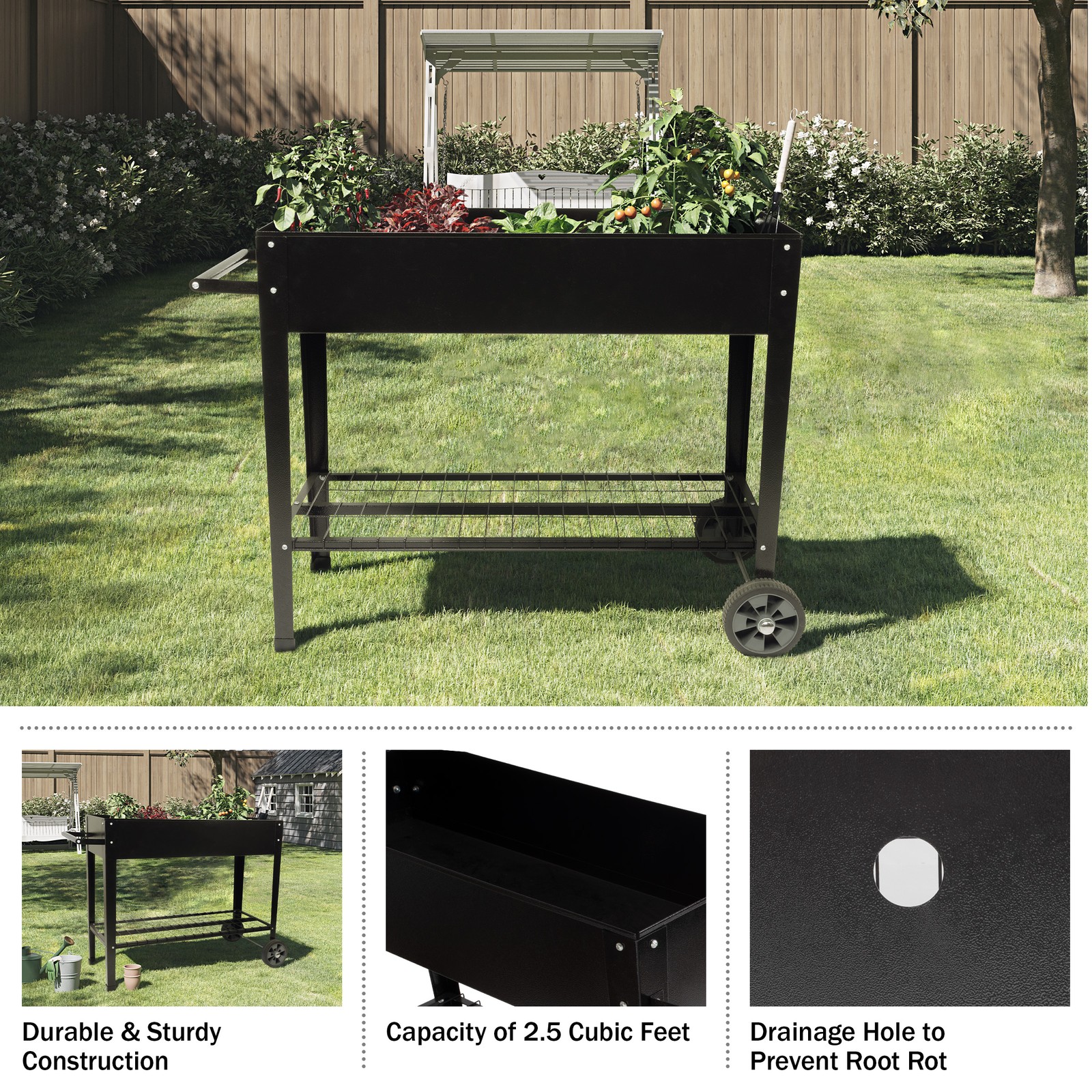 3 Tier Slim Rolling Storage Cart 9” Rolling Cart with Handle and Wheels gallery