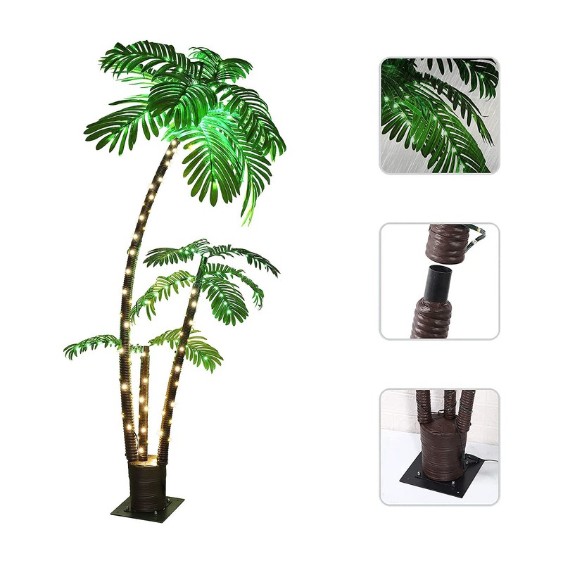 Artificial Lighted Palm Tree LED Lights Decoration 6ft for Home Patio Party Xmas gallery