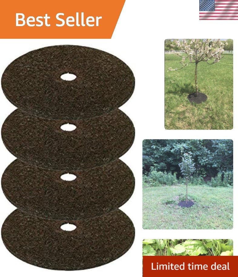 Rocky Mountain 24-Inch Recycled Rubber Tree Mulch Ring Weed Preventer Pack of 4 gallery