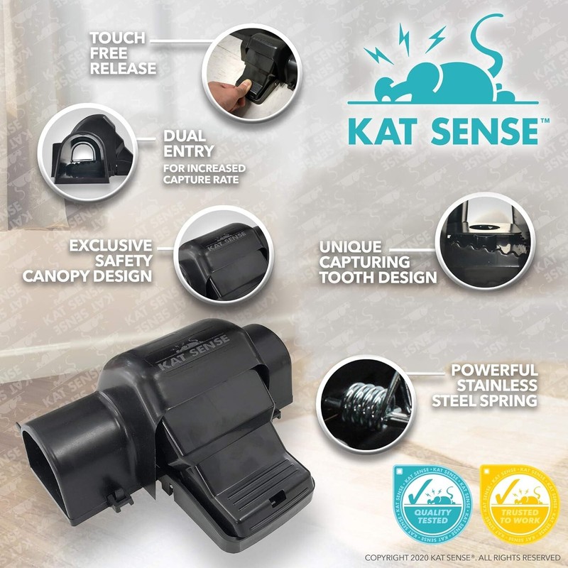 Kat Sense Covered Rat & Chipmunk Traps, Prevents Accidental Triggering BLACK gallery