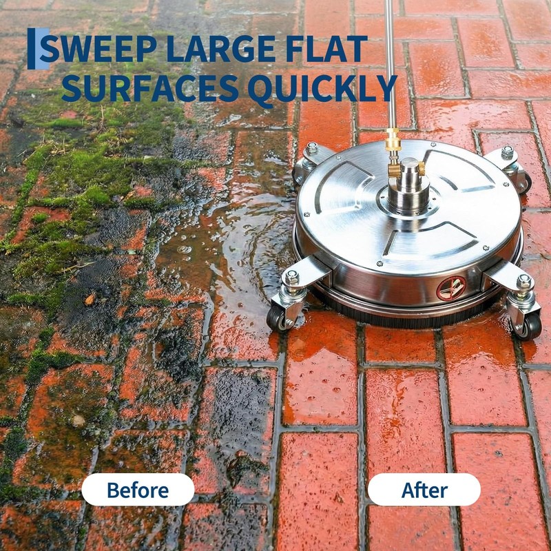 14" Pressure Washer Surface Cleaner Stainless Steel 4000 PSI with Wheels & Wand gallery