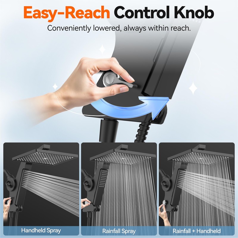 Filtered Rain Shower Head with Handheld Combo High Pressure 12'' Rainfall Sho... gallery