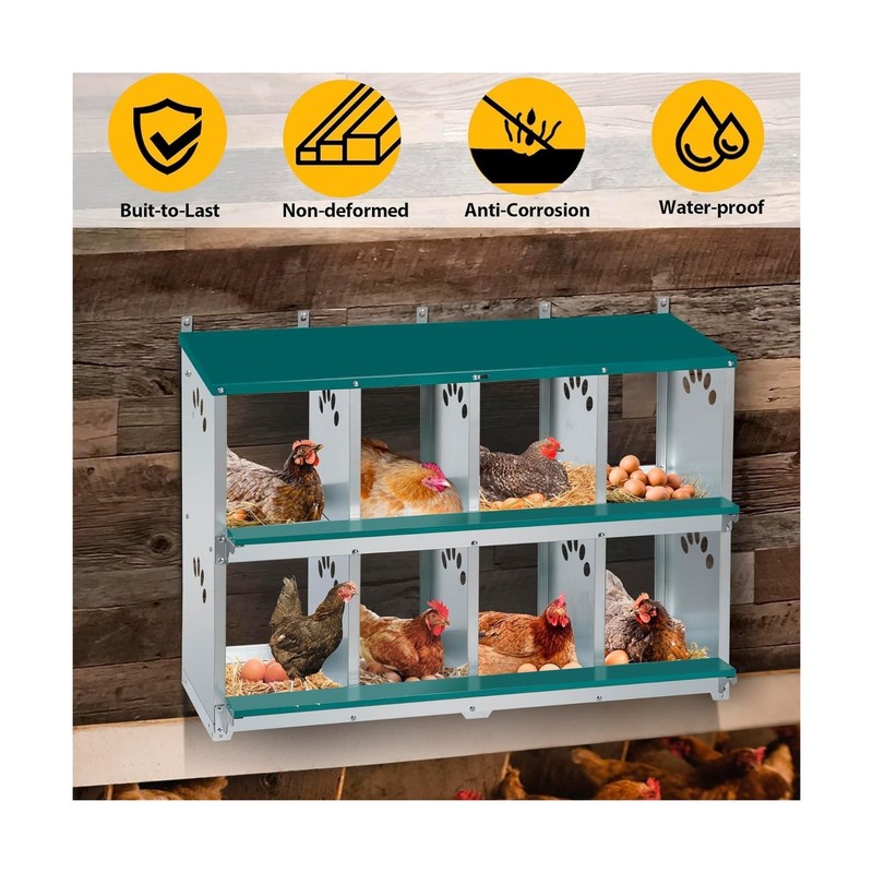 Chicken Nesting Box, 8 Compartment Metal Nesting Box, Wall Mountable Nesting ... gallery