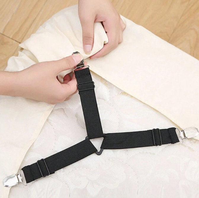 4pcs Adjustable Bed Sheet Fasteners - Metal Sofa & Quilt Clip Set - NEW gallery