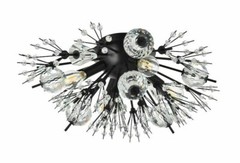 Flush Mount Black Light Fixture Sputnik Crystal and Glass Bathroom or Bedroom