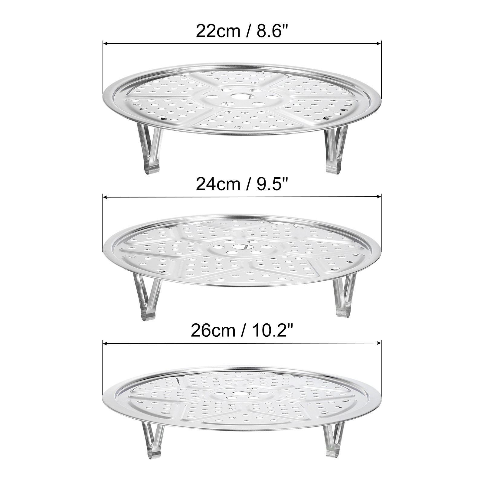 3pcs Stainless Steel Steamer Rack with Stand Insert Stock Pot Steaming Tray gallery