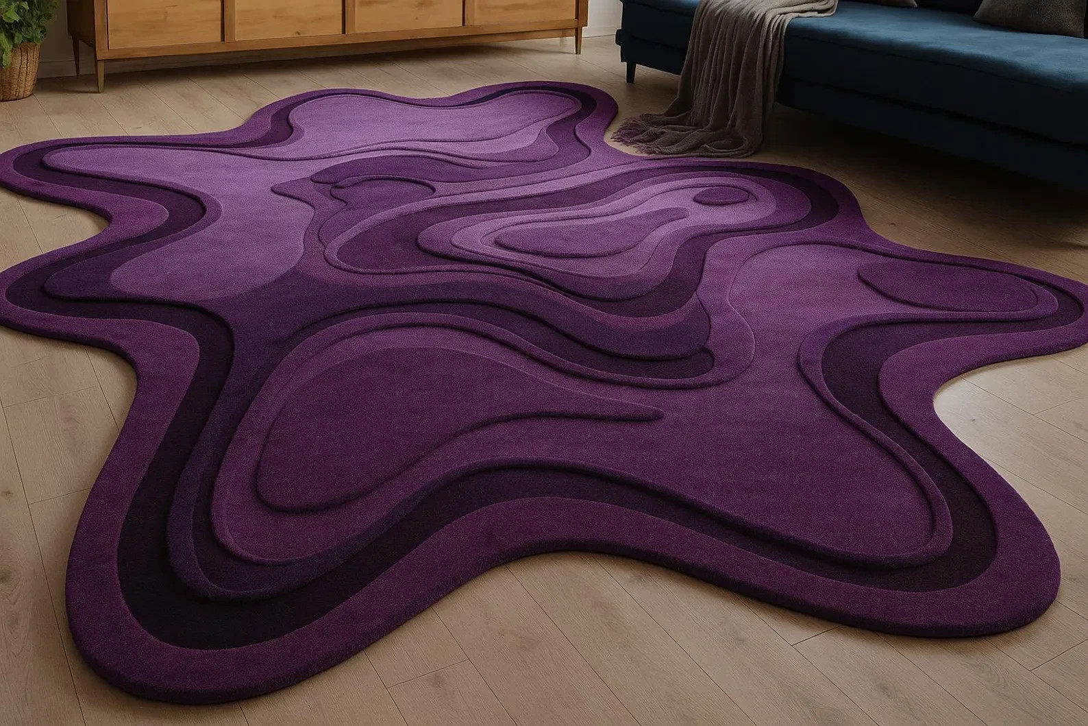 Hand Tufted Orange Irregular Shape Rug For Living Room Modern Abstract High And gallery