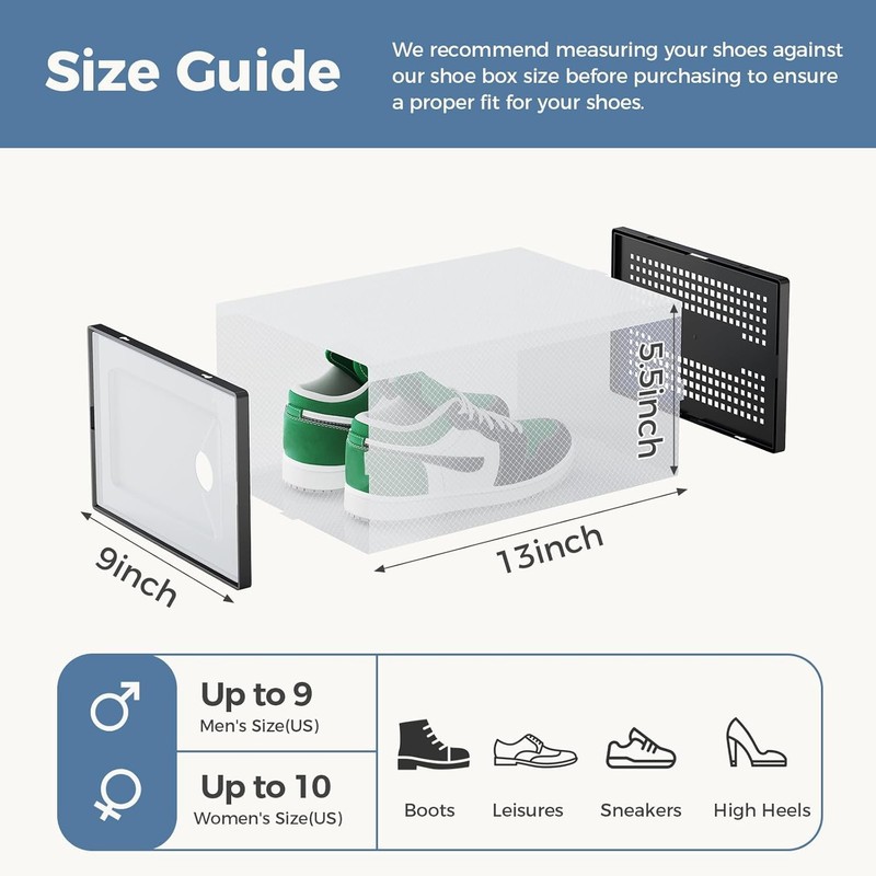 Shoe Storage Box Stackable Clear Shoe Containers Lids Display Sneaker Organizer gallery