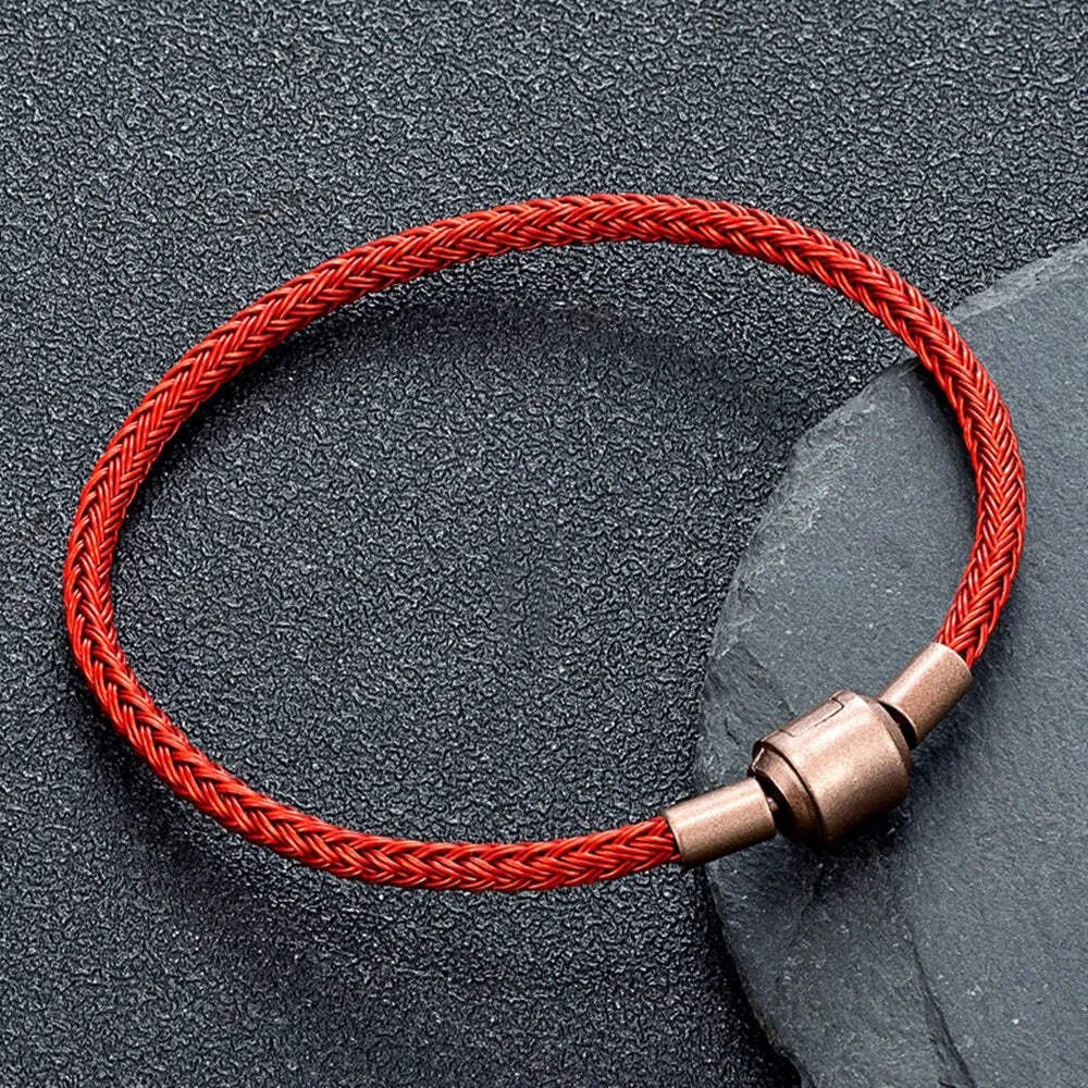 Steel Cable Bracelet-Stainless Steel Red Charm Bracelet for Women 17cm / 19cm gallery