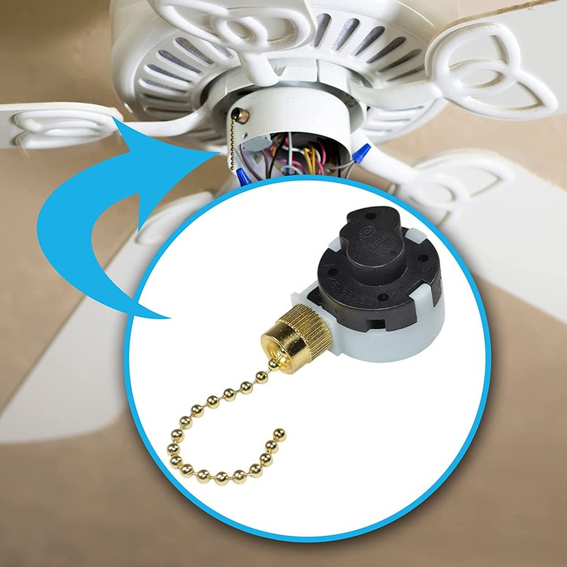 HQRP 3-Speed Ceiling Fan Switch, 4-Wire, Function L-1-2-3, L-2-3, L-1-3, L-1-2 gallery