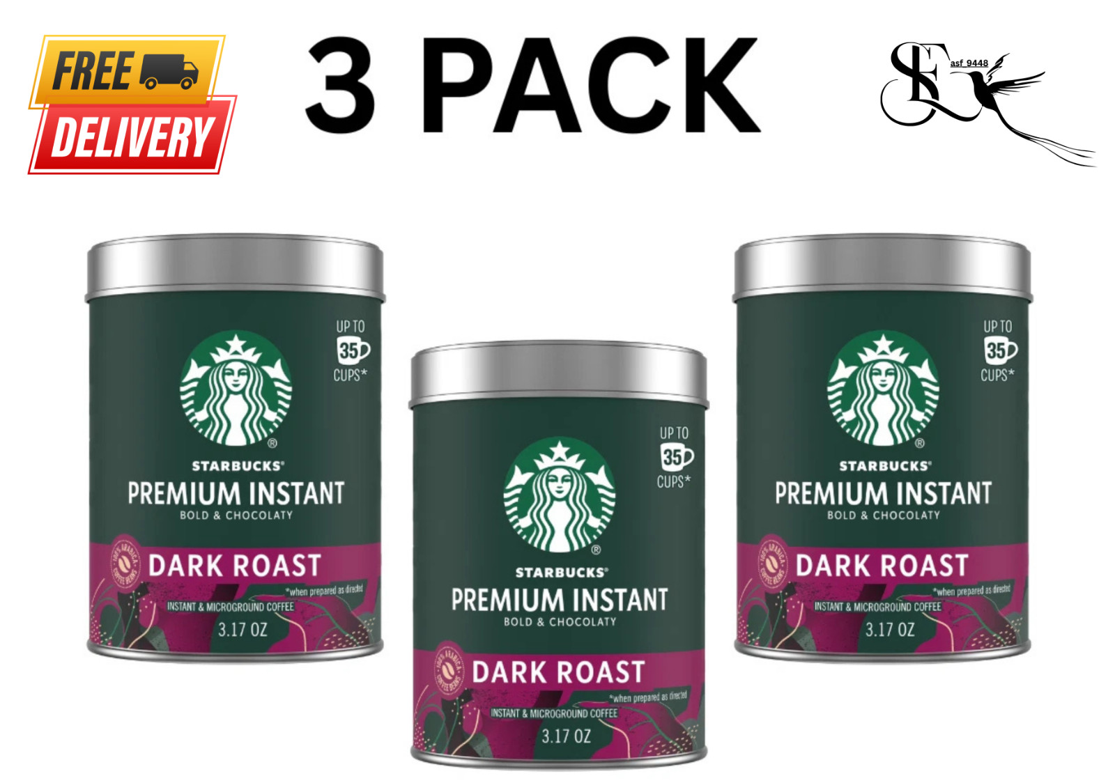 Starbucks Premium Instant Coffee Dark Roast 3.17 oz 3 Pack Strong Coffee gallery