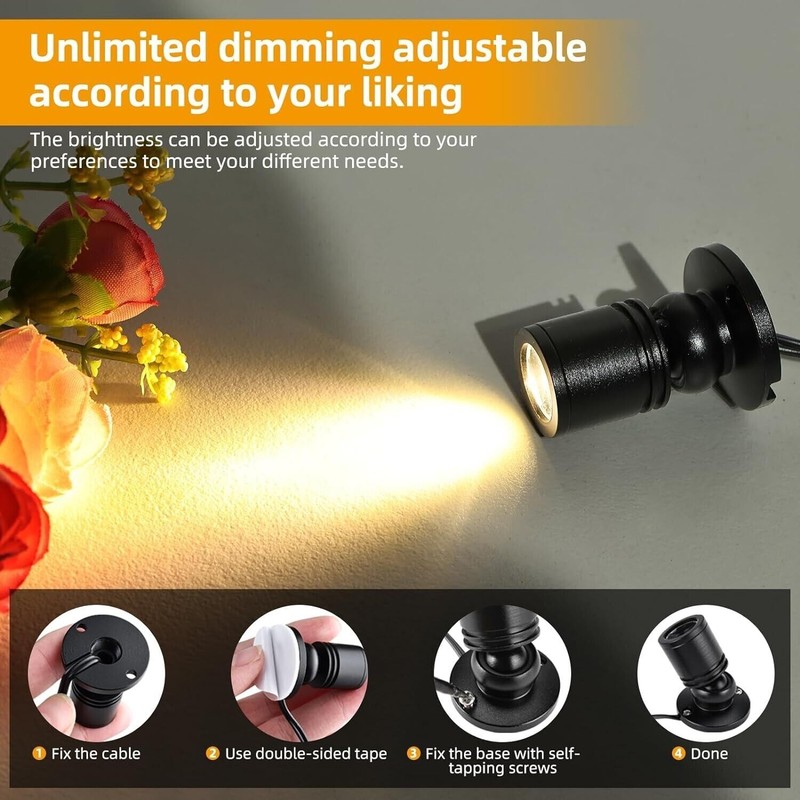 4 Pack Dimmable USB Mini LED Spotlight Jewelry Showcase Display Light 3000k gallery