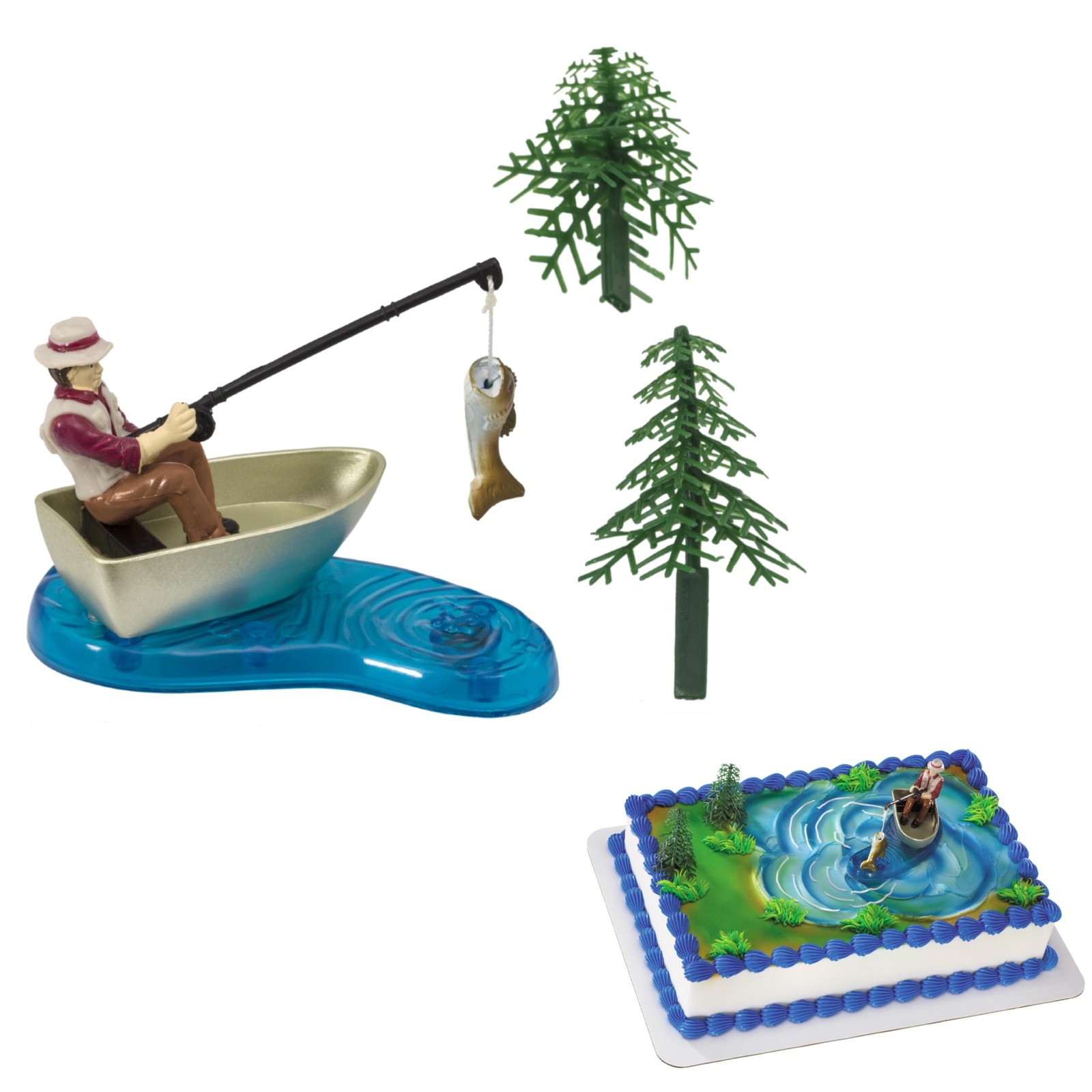 DecoPac Fisherman with Action Fish DecoSet Cake 3 Piece Set, Multicoloured gallery
