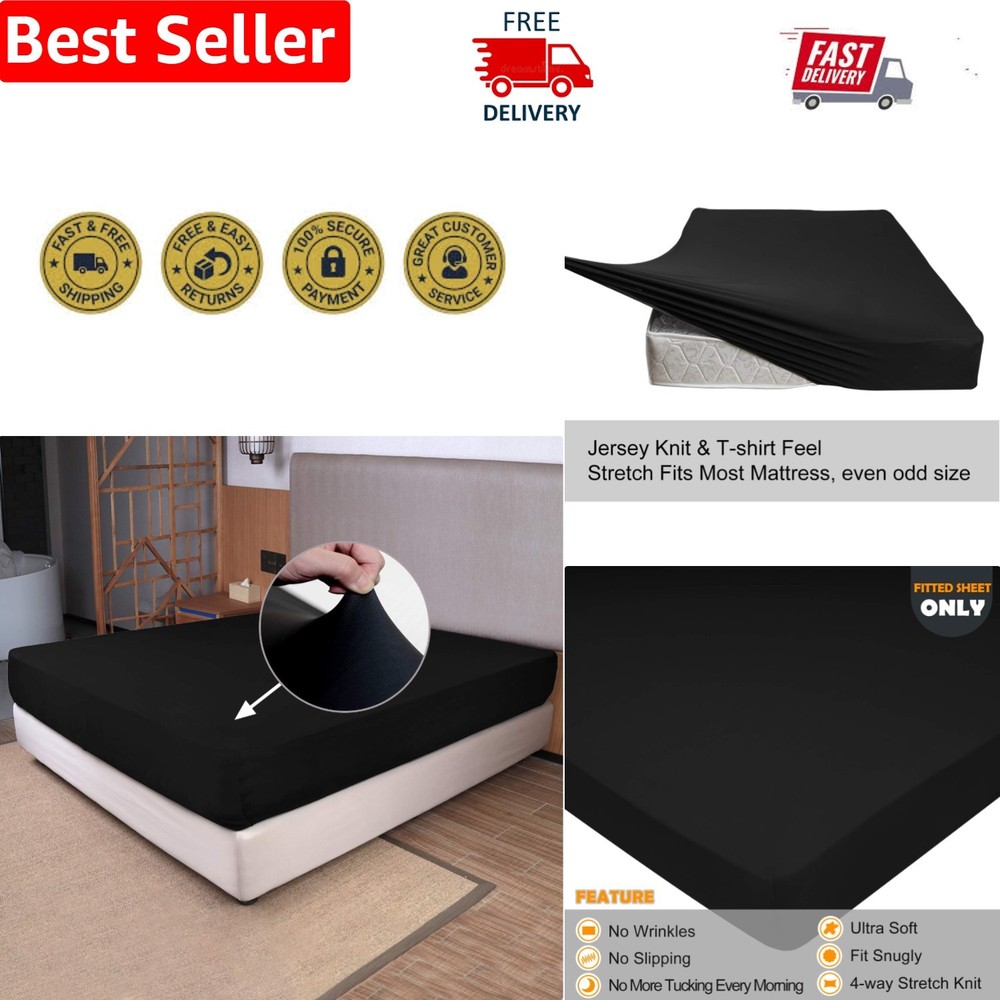 Soft Microfiber Twin Fitted Sheet, Deep Pocket, 4-Way Stretch for All Mattresses