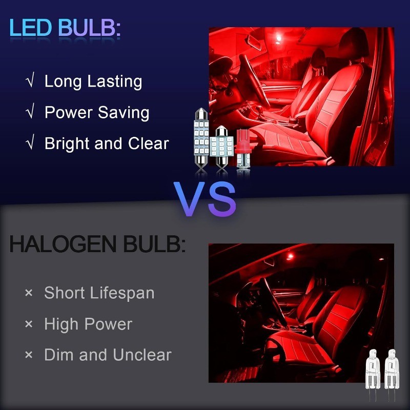 24PCS LED Interior Replacement Bulbs, Interior Car Lights, Dome Lig Color: red gallery