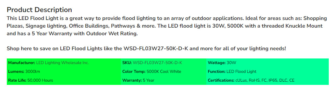 LED Pole Light, 30W Flood Light, 3400 Lm (350W Equiv) AC120-277V gallery
