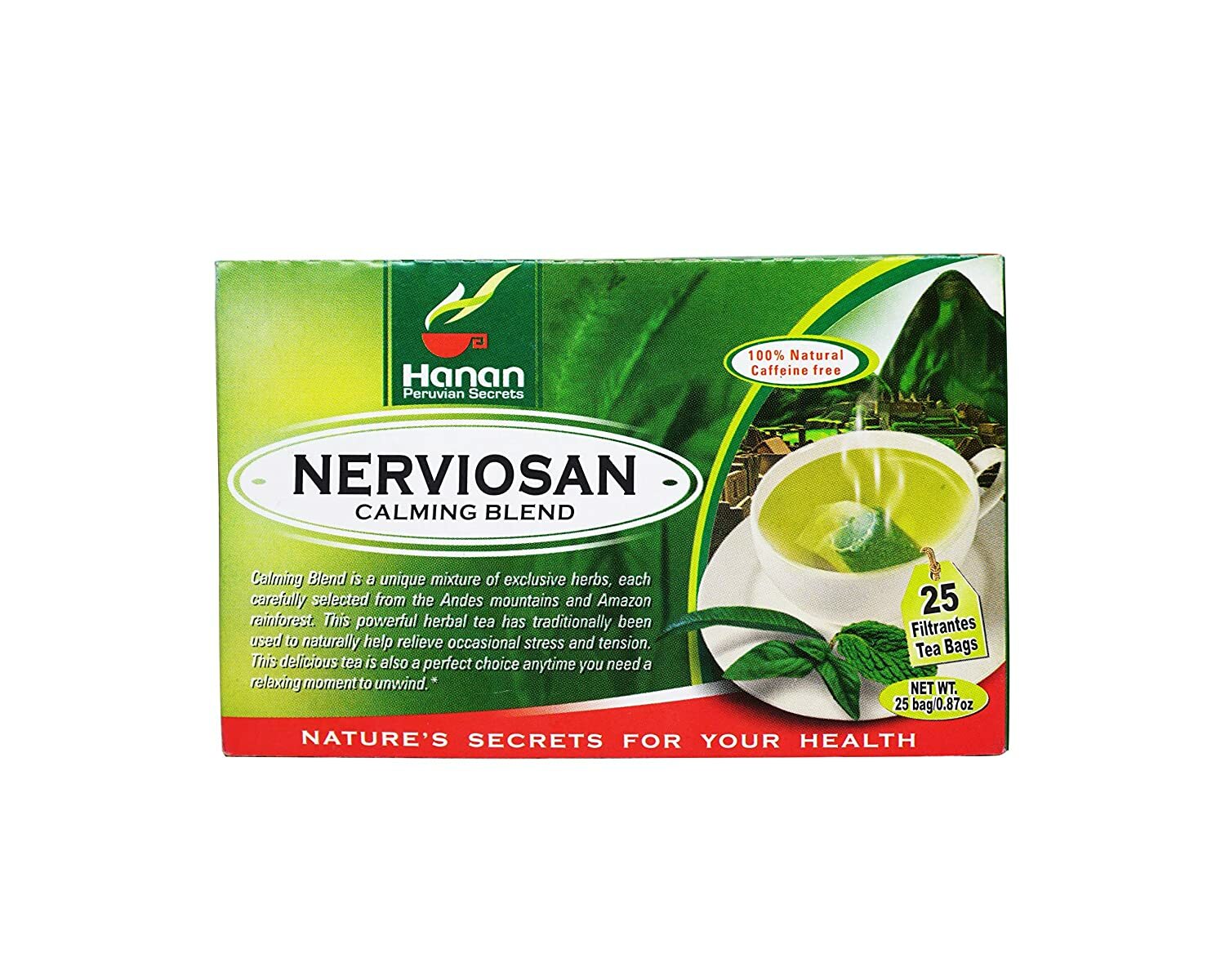 Hanan Peruvian Secrets Nerviosan Herbal Tea | 100% Natural Calming Blend | 25 Te gallery