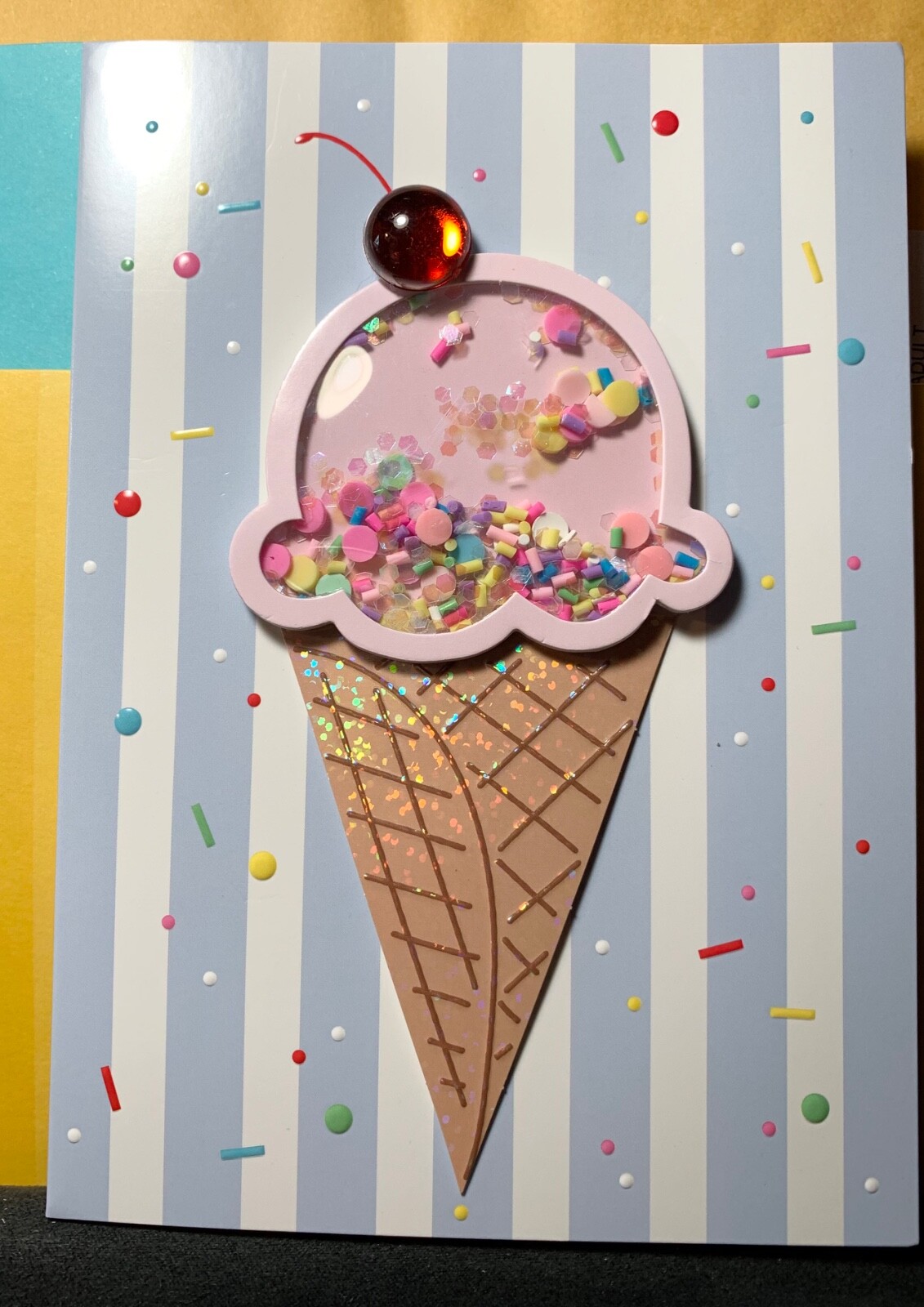 Multi-use Card Shaker Ice Cream Cone! Birthday Encouragement Invitation! gallery