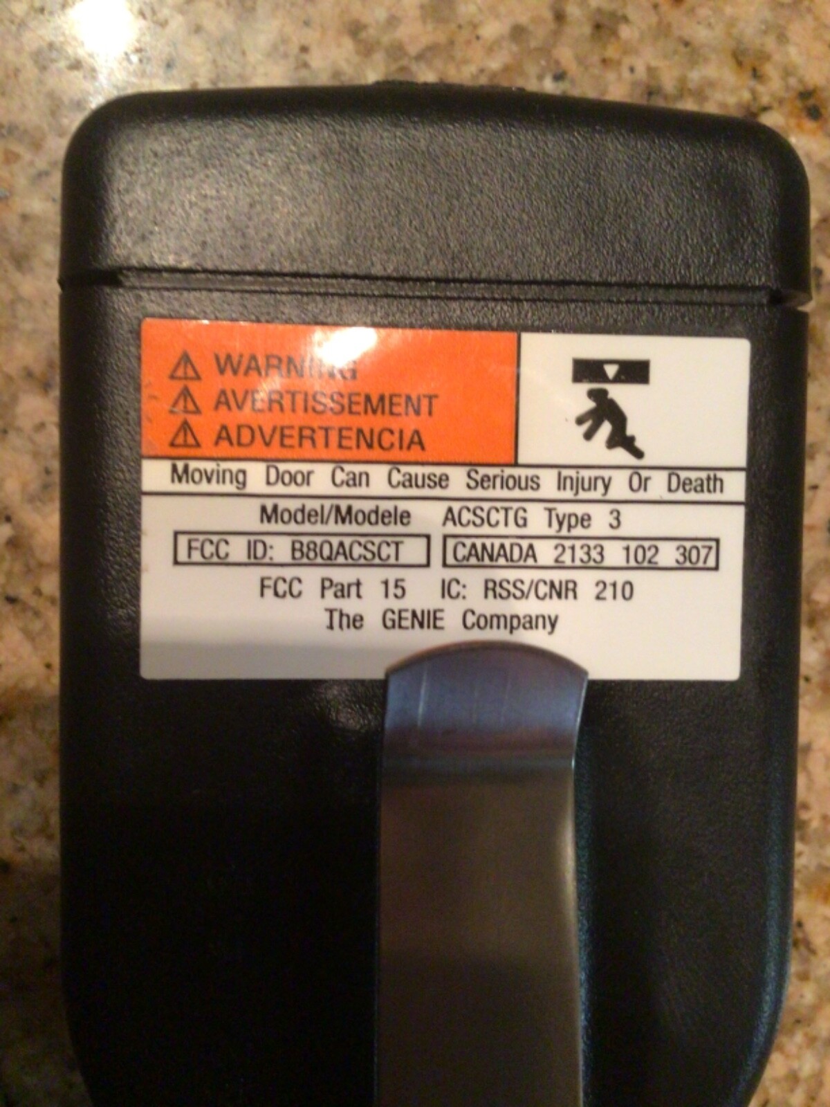 GENIE Intellicode ACSCTG Type 3 Garage Door Opener remote control READ gallery