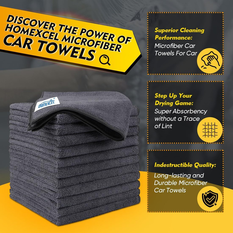 Grey Microfiber Cleaning Cloths 50 Pack 12 5 x 12 5 in for Car Kitchen Window gallery