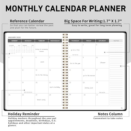 Monthly Planner Jan 2026 - Dec 2027, Monthly A4 (Jan 2026 - Dec 2027) Black gallery