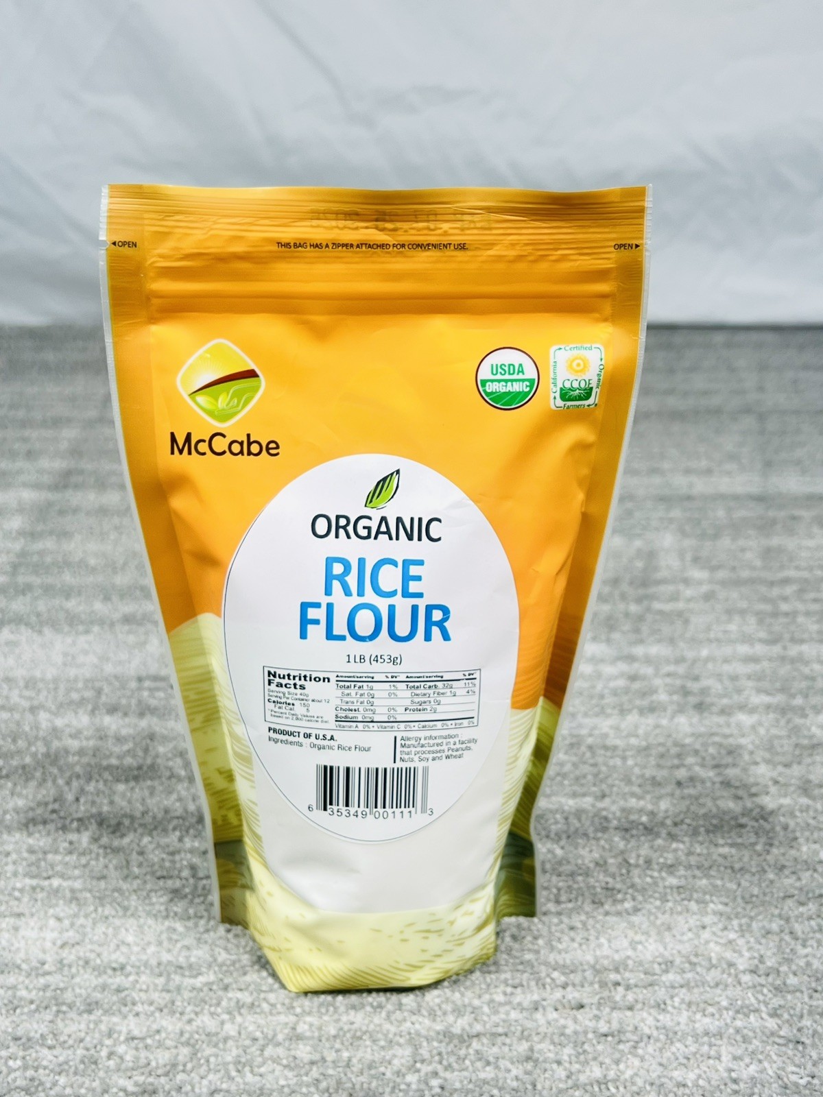 McCabe Organic Rice Flour 1 lb (16 oz) USDA & CCOF Organic Certified Exp 7/25/26 gallery