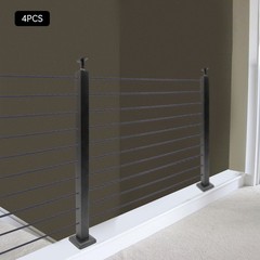 4PCS Cable Railing Posts 36″x2″x2″ Adjustable Stainless Steel Pre-drilled Posts