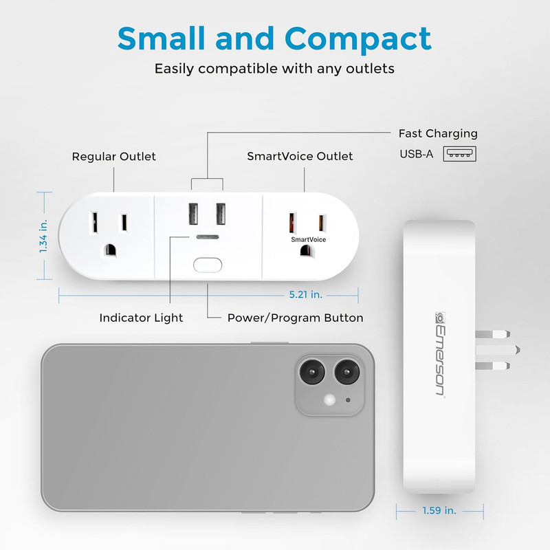 Smartvoice 4-In-1 Wall Plug, Offline 30+ Voice Control Commands, No APP, No Wifi gallery