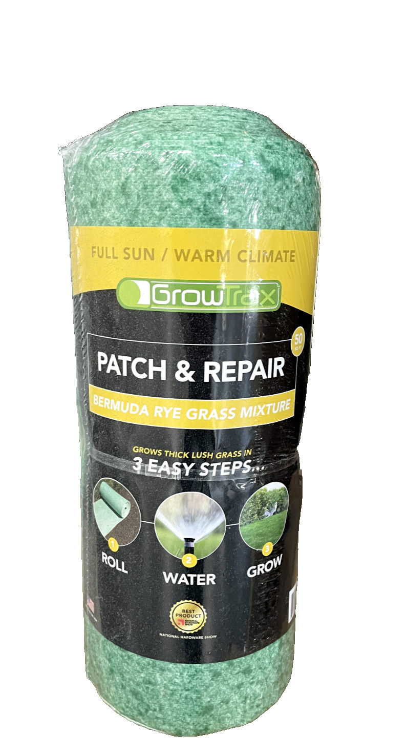 Grotrax Biodegradable Grass Seed Mat, Bermuda Rye - 50 Sq Ft Quick Fix Roll gallery