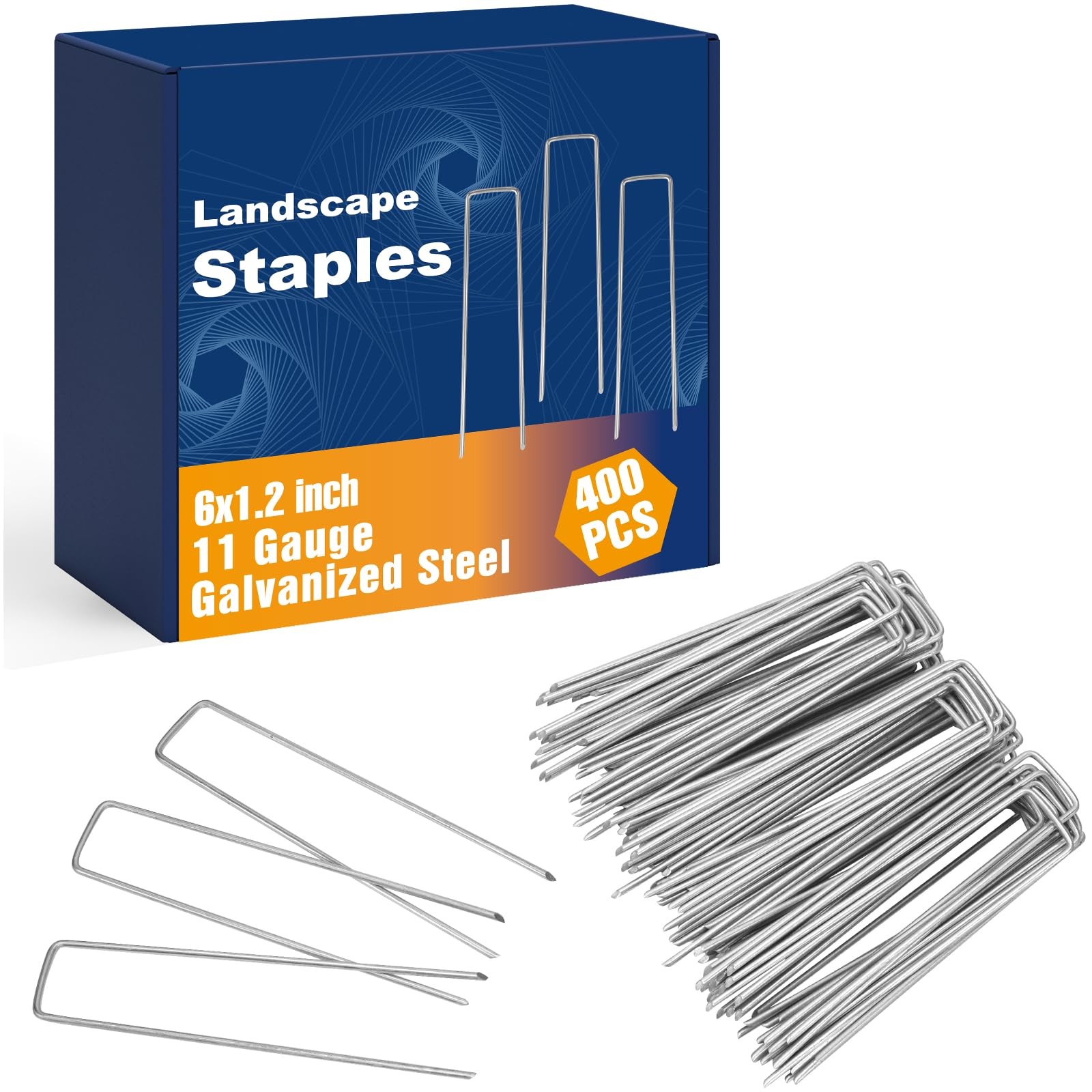 400 Pcs 6 Inch Galvanized Landscape Stakes U-Shaped Pins for Garden Use gallery