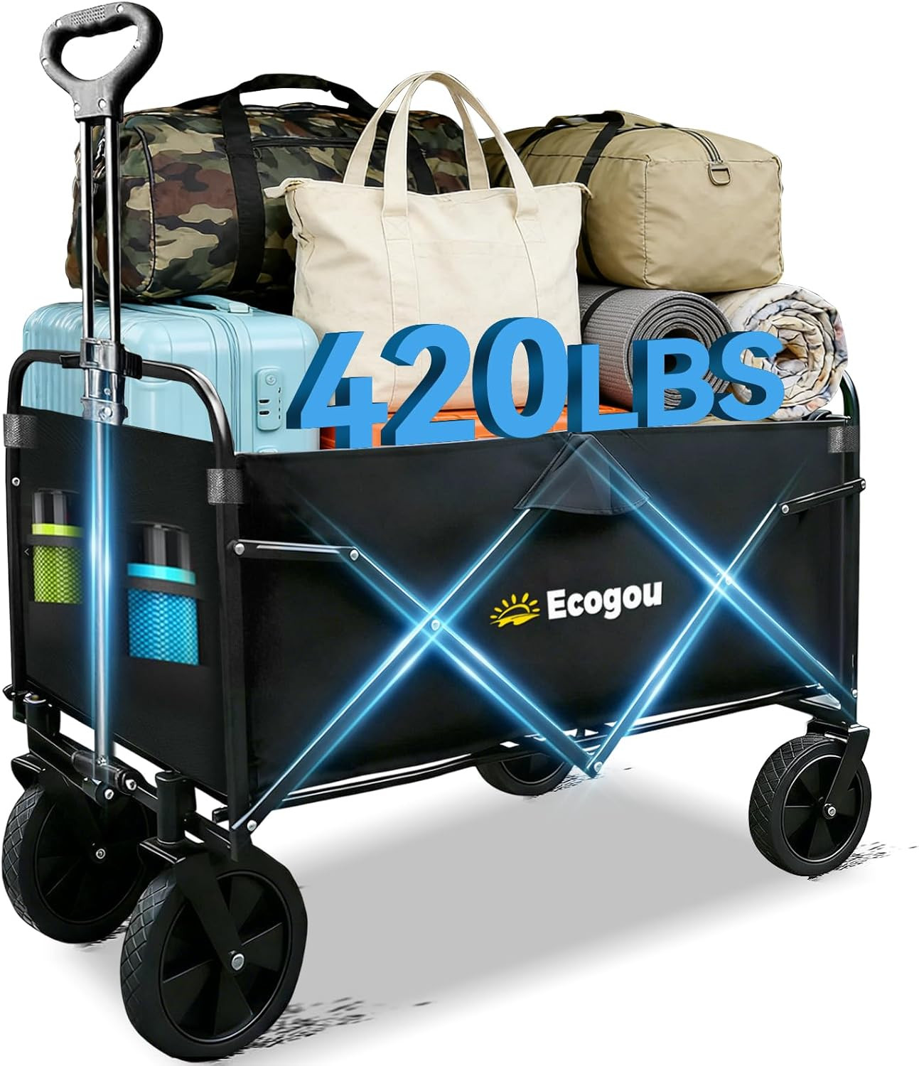 Wagons Carts Foldable, Collapsible Wagon with All-Terrain Wheels 420Lbs Weight C gallery