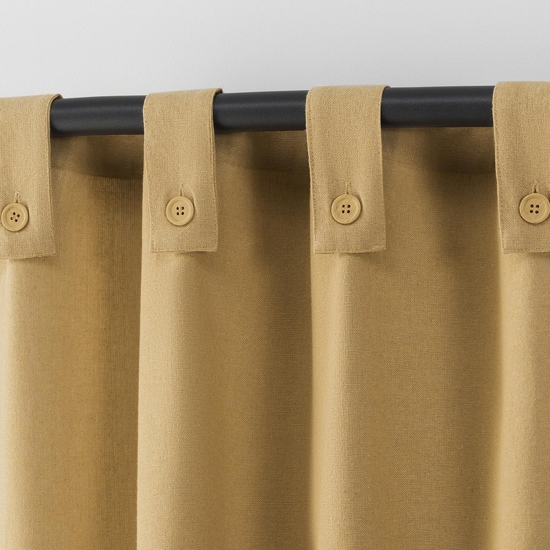 Cotton Blend Button Tab Top Curtain Panel, 40" x 84, Camel gallery