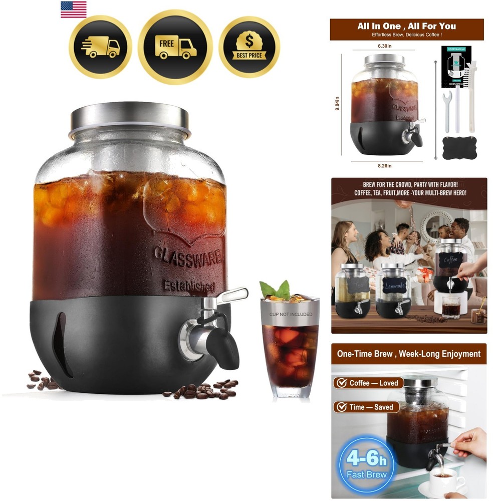 Cold Brew Coffee Maker 1 Gallon Stainless Steel Filter Iced Tea Maker