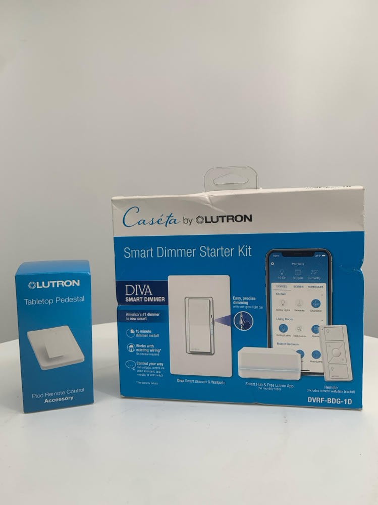 Lutron Diva Smart Dimmer Switch Kit for Caseta Lighting w/ Hub, Pico Remote & gallery
