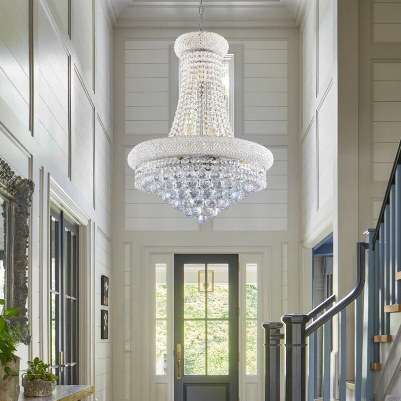 Luxury Rain Drop Crystal Chandelier 13-LightsSilver Empire Pendant Lamp 24in gallery