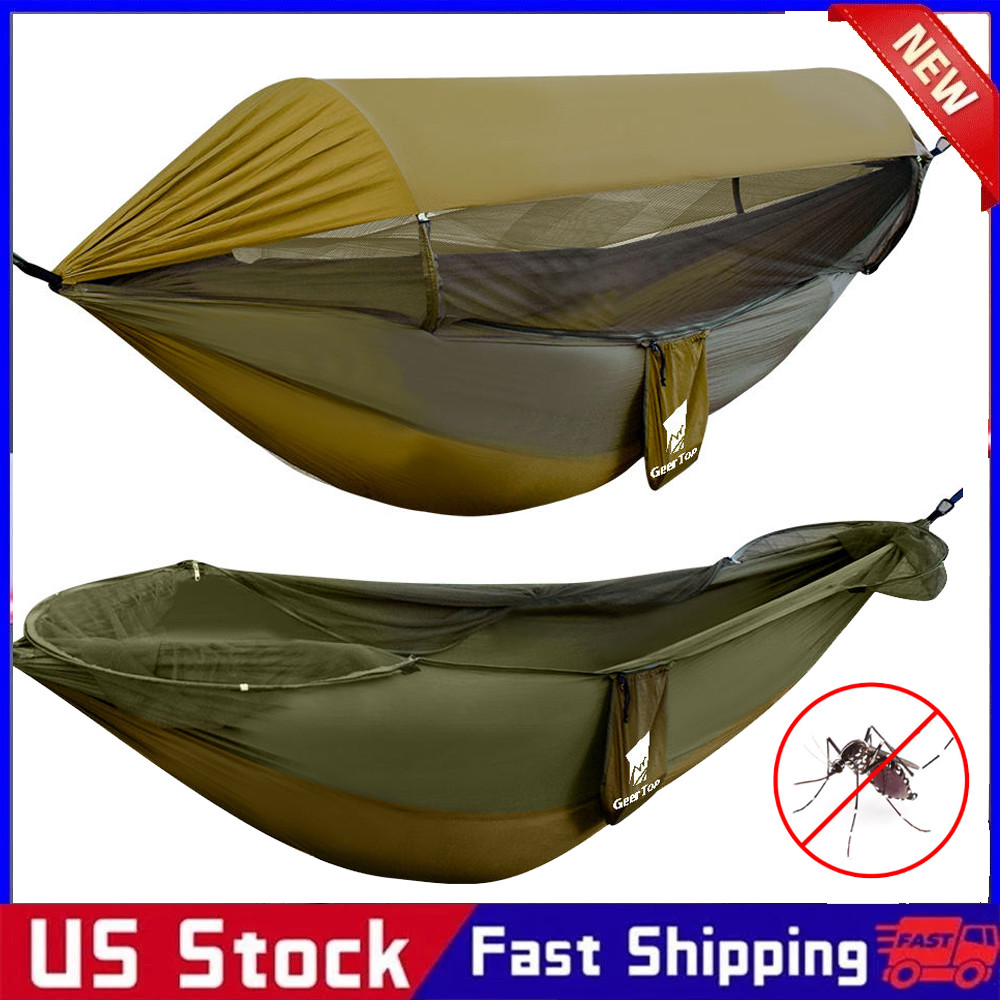 Portable Camping Hammock With Mosquito Net and Rain Fly Tarp Canopy For Camping gallery