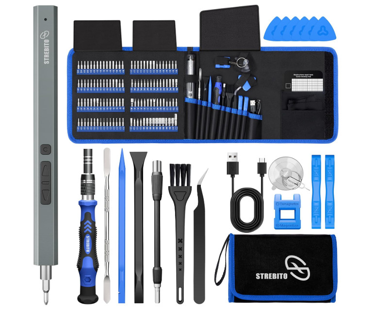 STREBITO Electric Screwdriver Set, 144-in-1 Precision Kit with 120 Magnetic Bits gallery