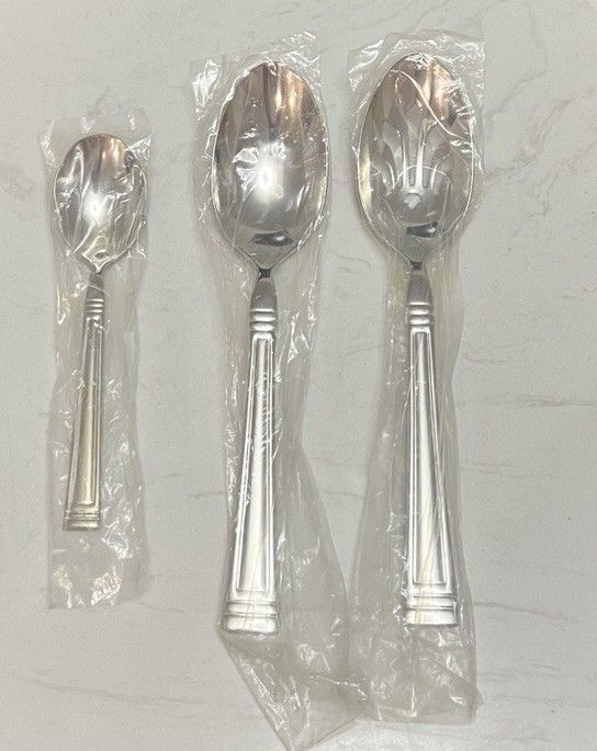 Lenox Stainless Flatware Esquire Serving Spoons Sugar Shell Serving Set Hostess gallery