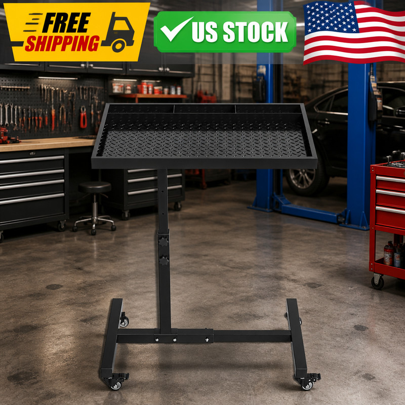 Rolling Tool Tray on Wheels, 220LBS Capacity Steel Mobile Work Table, Adjustable gallery
