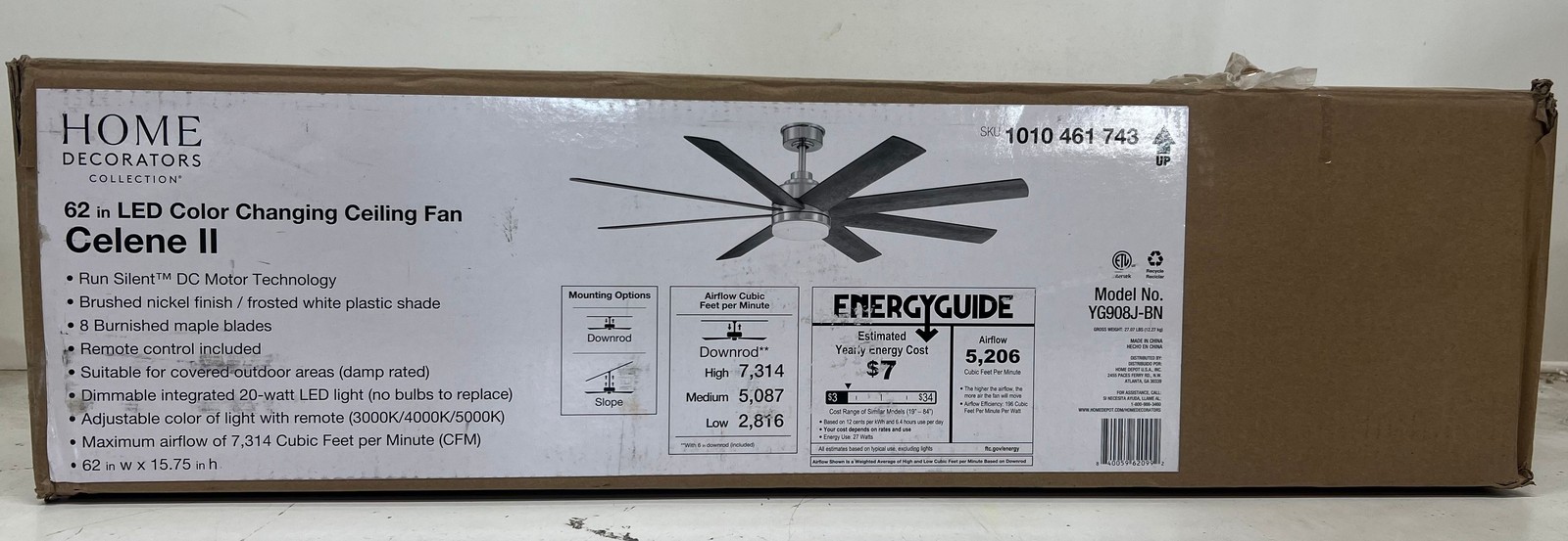 Home Decorators Celene 62 in. LED Indoor/Outdoor Brushed Nickel Ceiling Fan gallery