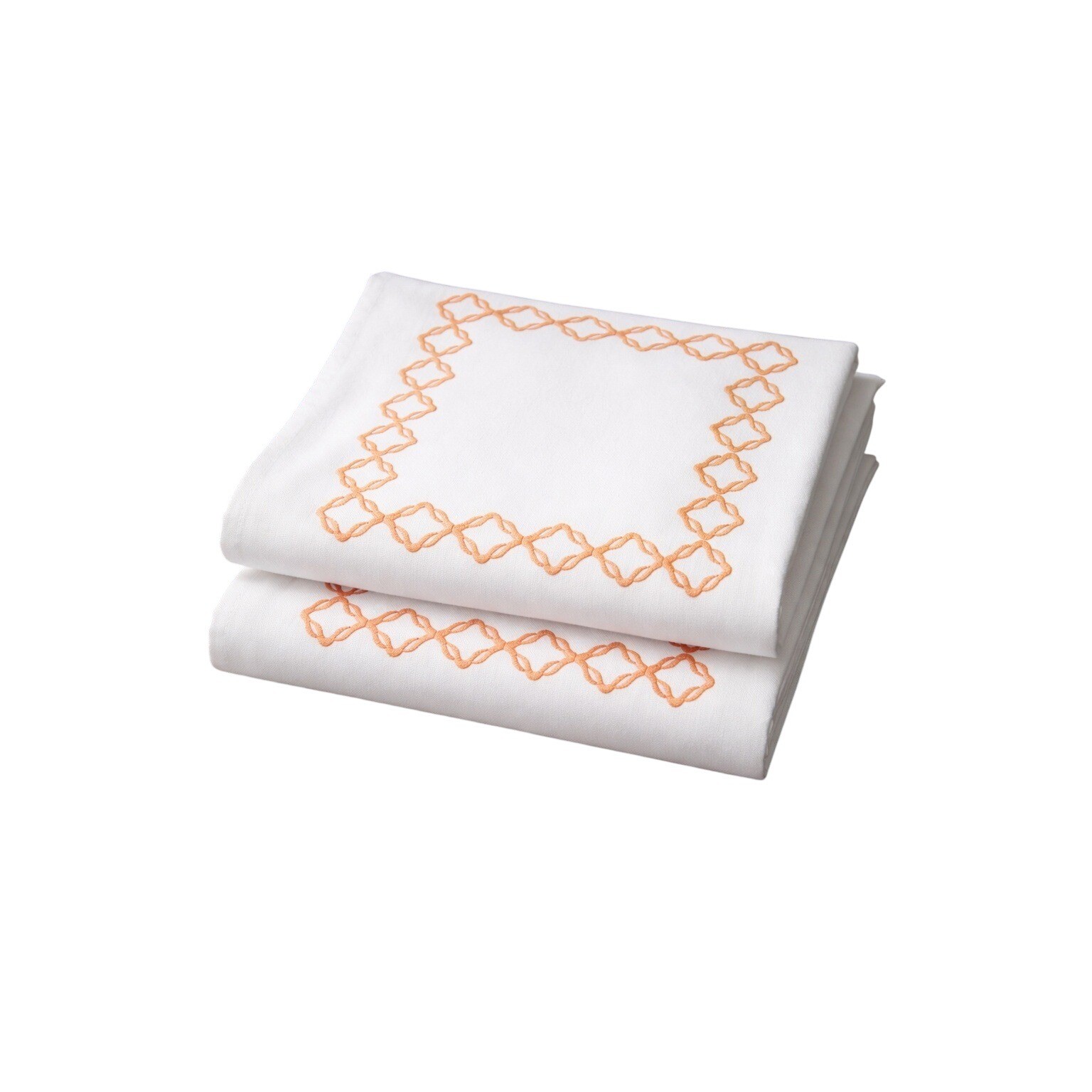 Frette Luxury White Gold Geometric Embroidered Pillowcase Pair Italian Linens gallery