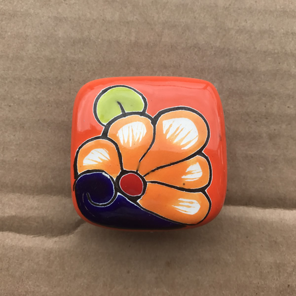 C30 TALAVERA CABINET DRAWER PULL CERAMIC KNOB FLOWER DESIGN Amigos Pottery MX gallery