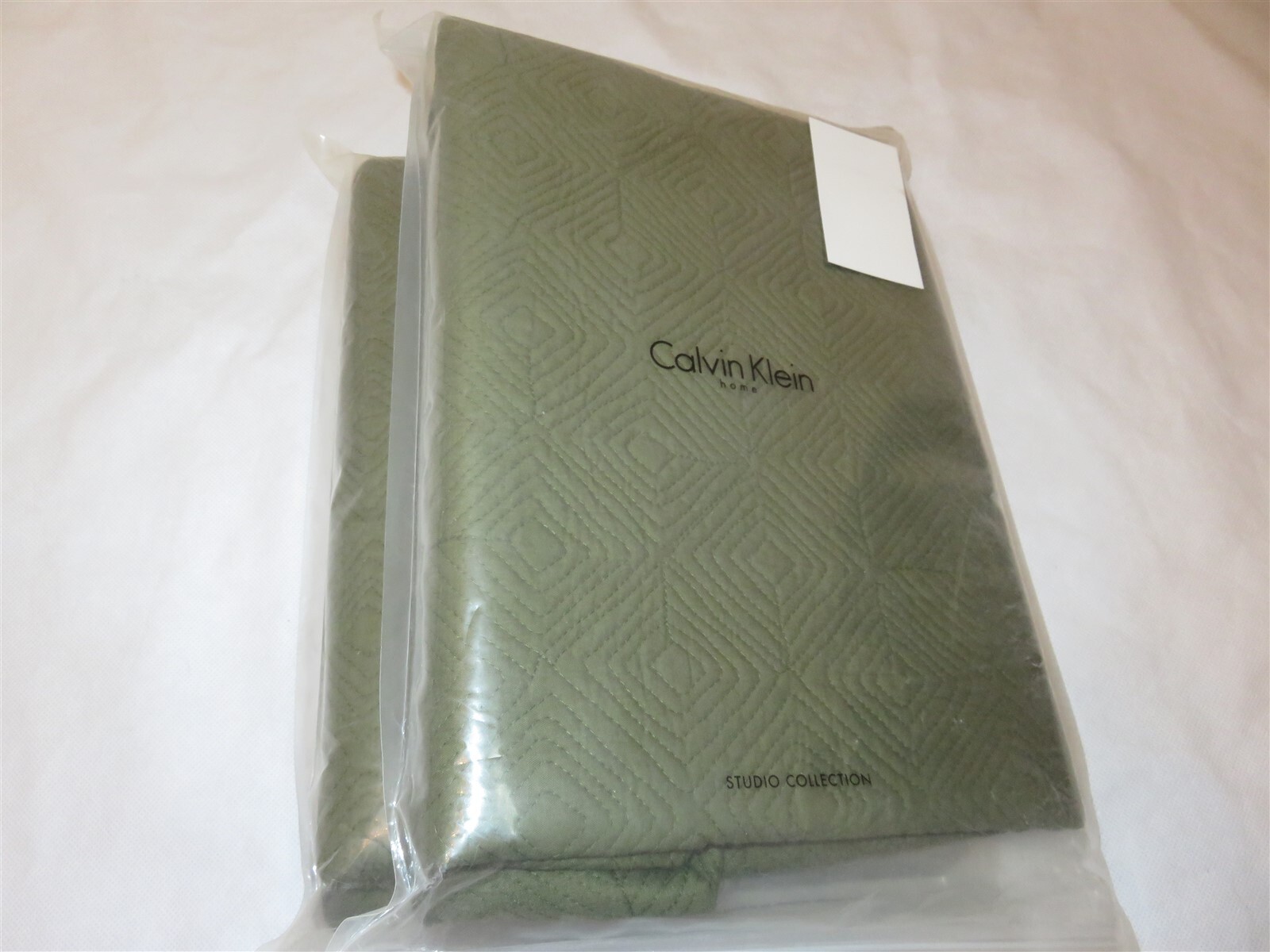2 Calvin Klein Studio Echo Geometric Quilted Euro Sham Olive gallery