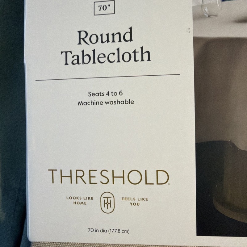 Threshold Natural Light Beige Cotton Blend Plain Weave 70" Round Tablecloth gallery